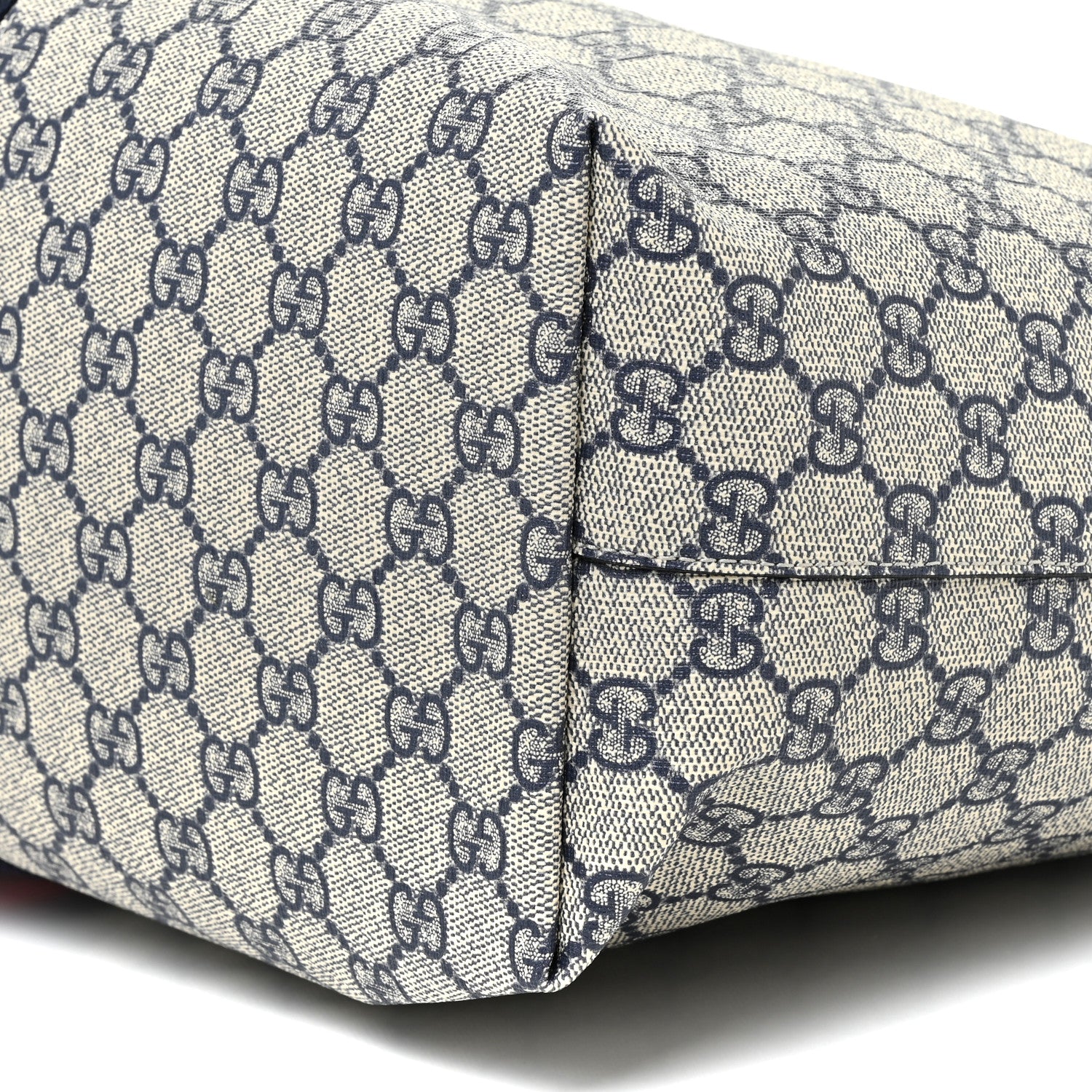 Gucci GG Supreme Monogram Textured Calfskin Web Medium Ophidia Shopping Tote Beige Blue 9 of 10