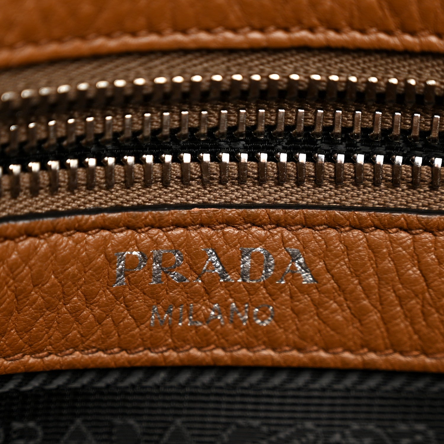 Prada Vitello Phenix Embossed Logo Shoulder Bag Cannella 6 of 12