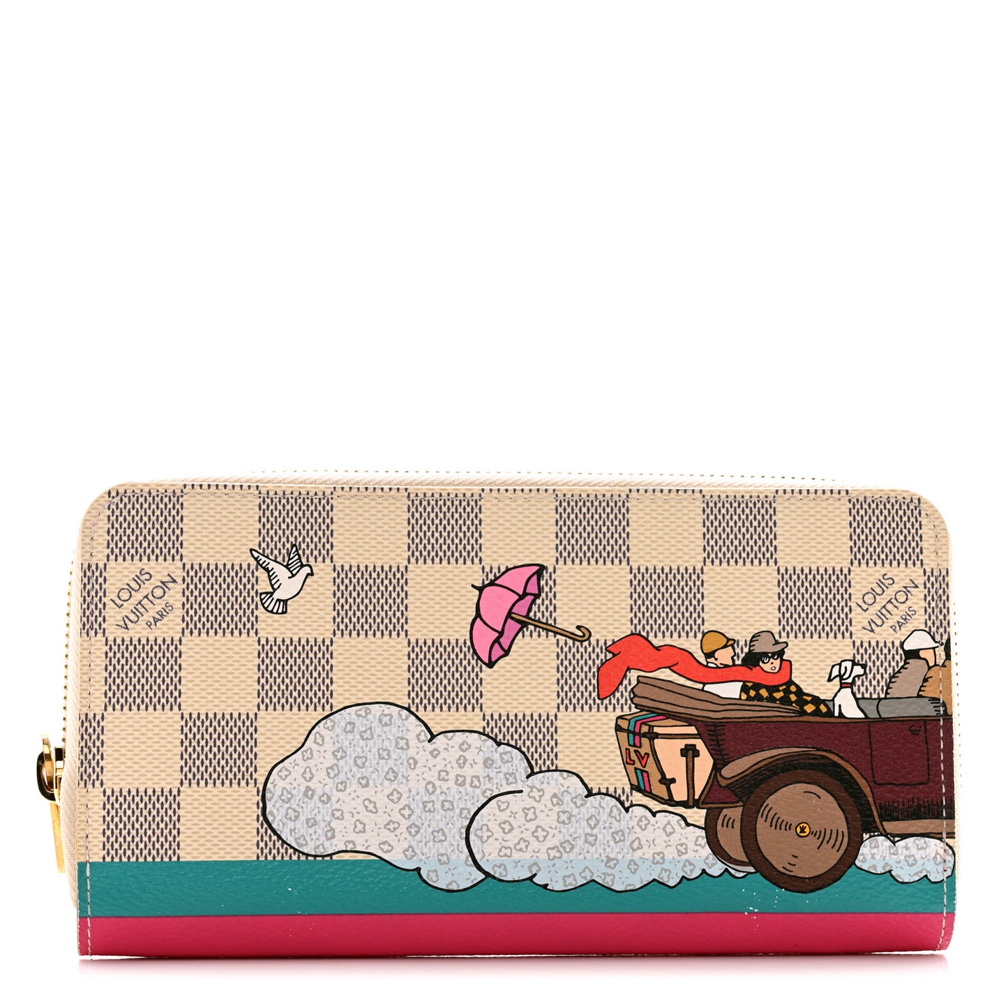 Damier Azur 2015 Christmas Animation Zippy Wallet Hibiscus