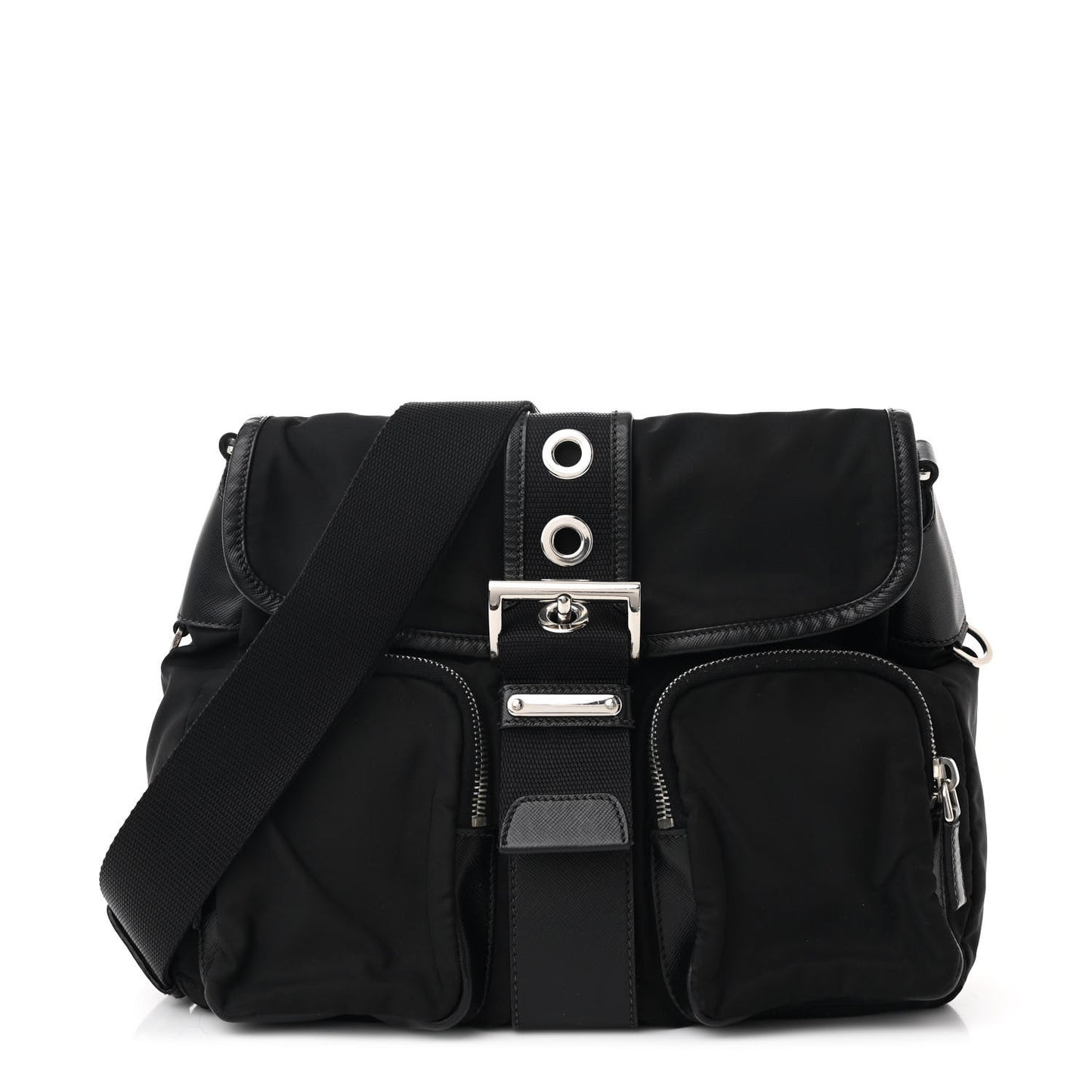 Nylon Saffiano Vela Messenger Bag Black