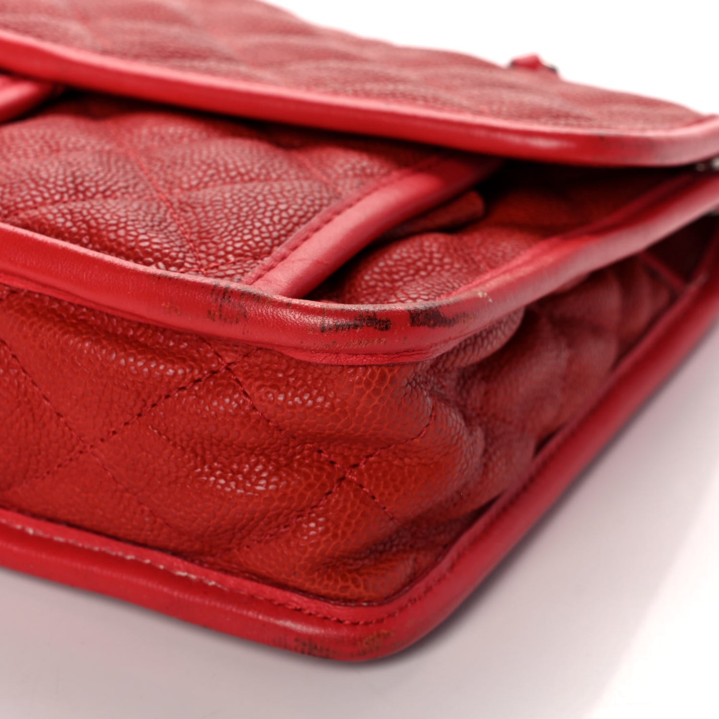 Caviar Quilted Medium French Riviera Flap Red
