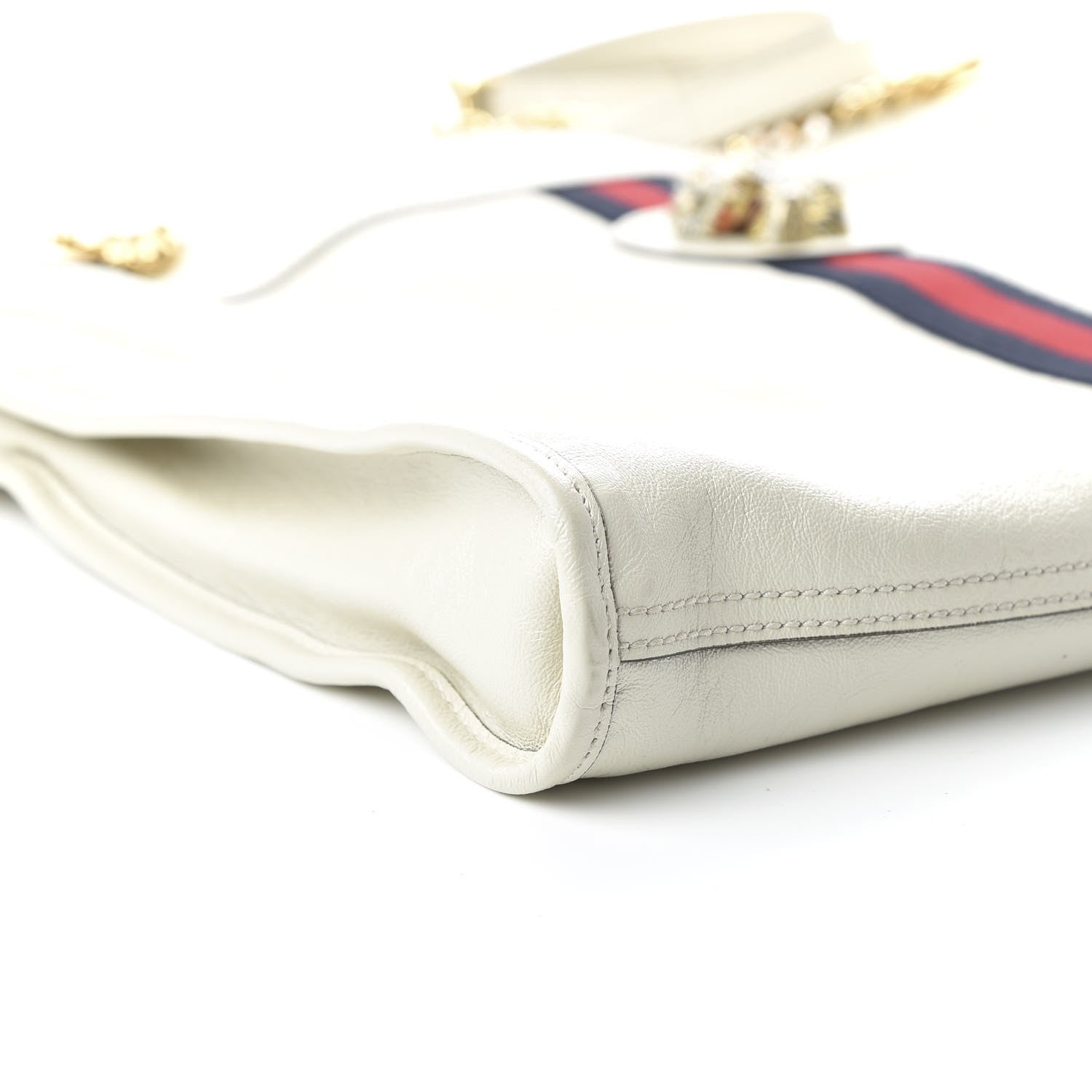 Gucci Suede Calfskin Large Rajah Chain Tote White 6 of 10