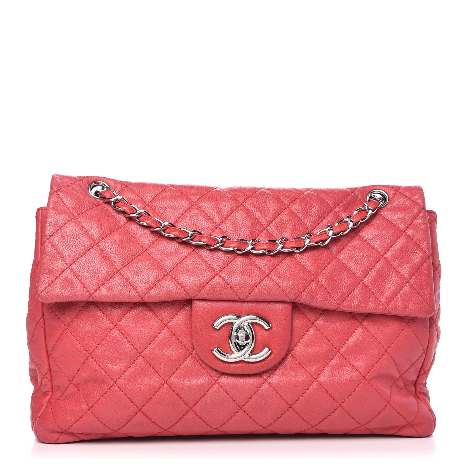 Chanel Washed Caviar Quilted Maxi Single Flap Fuchsia 1 of 9