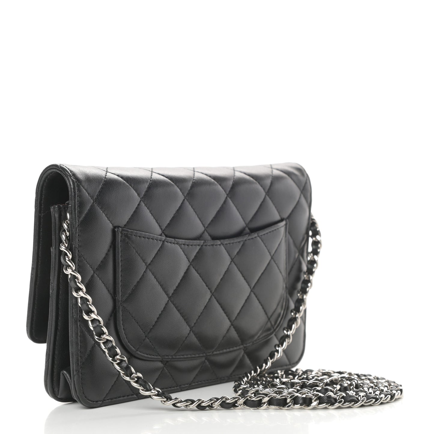 Lambskin Quilted Wallet On Chain WOC Black