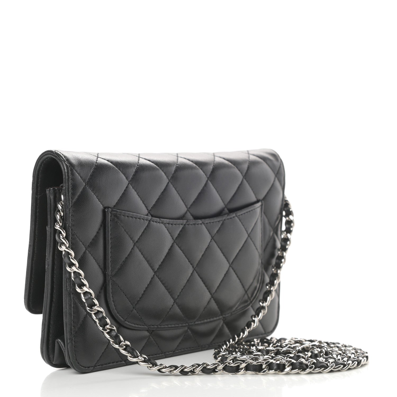 Chanel Lambskin Quilted Wallet On Chain WOC Black 3 of 17