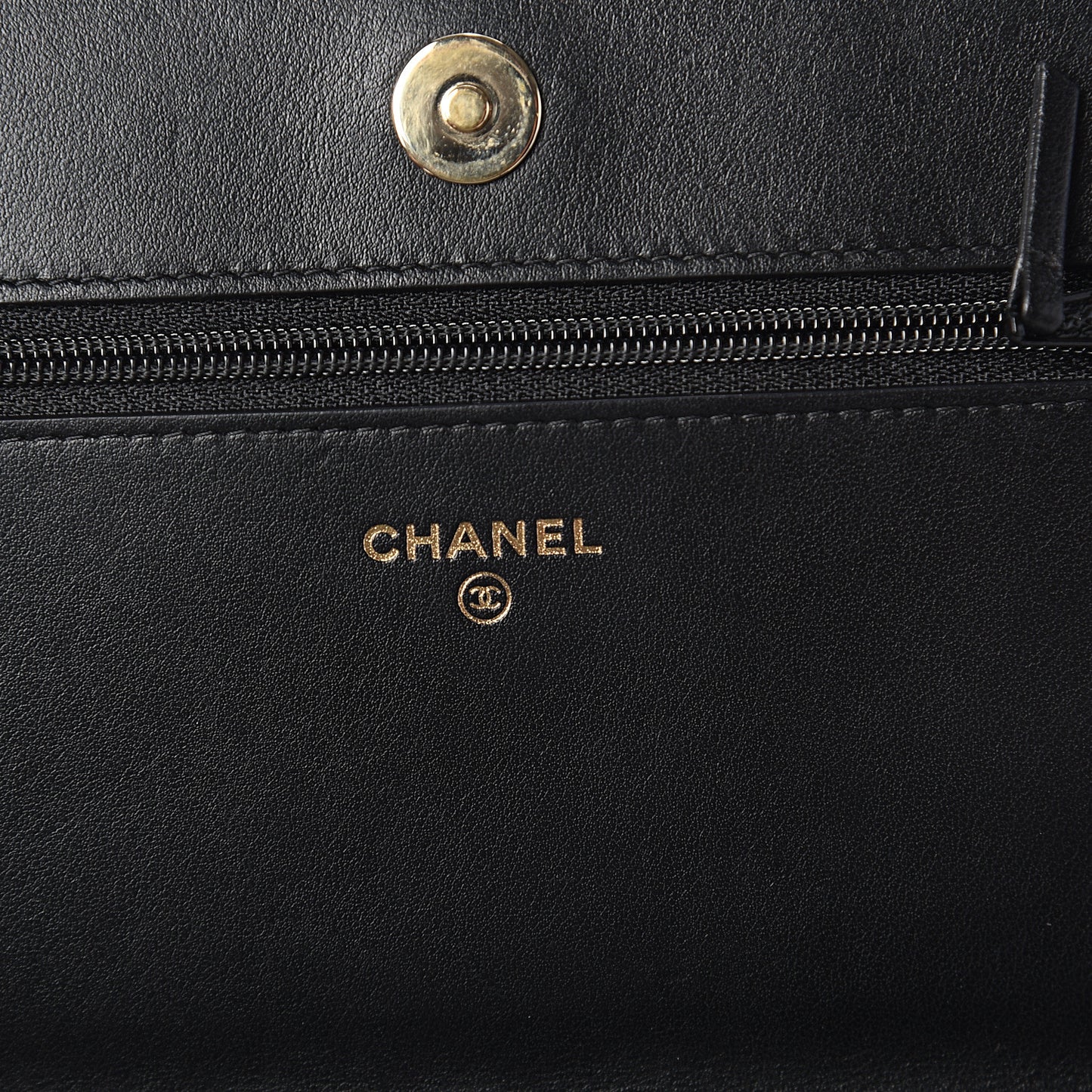Calfskin Camellia Embossed Wallet on Chain WOC Black
