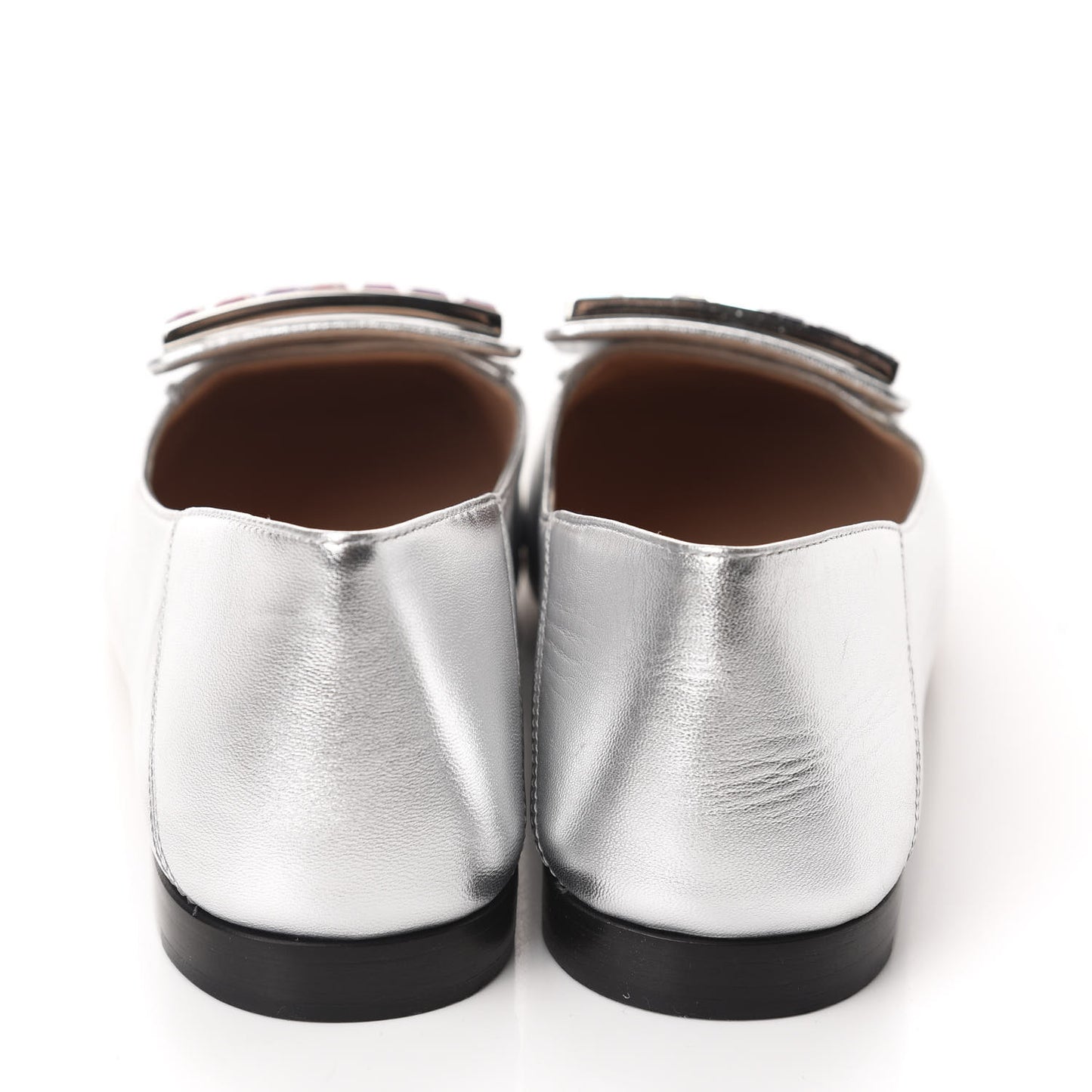 Metallic Nappa Crystal Square G Madelyn Loafers 37.5 Silver