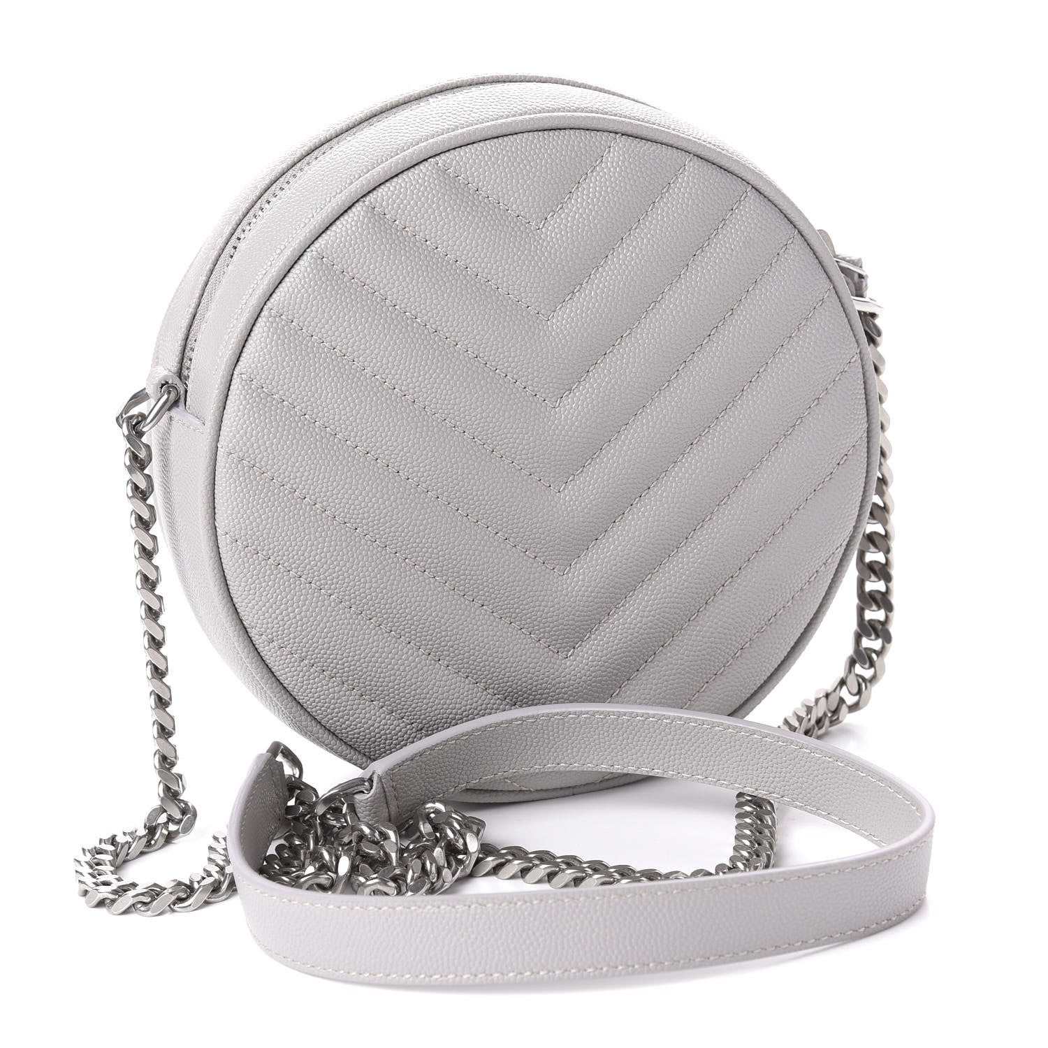 Saint Laurent Grain De Poudre Matelasse Chevron Quilted Round Vinyle Camera Bag Souris 3 of 10