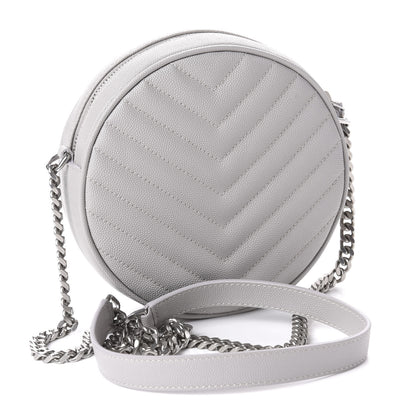 Saint Laurent Grain De Poudre Matelasse Chevron Quilted Round Vinyle Camera Bag Souris 3 of 10