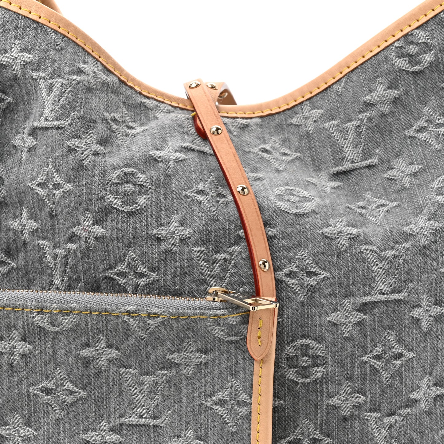 Monogram Denim CarryAll MM Washed Grey