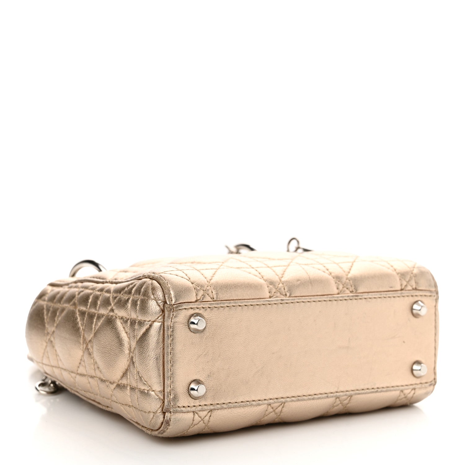 Christian Dior Metallic Lambskin Cannage Mini Lady Dior Gold 4 of 13