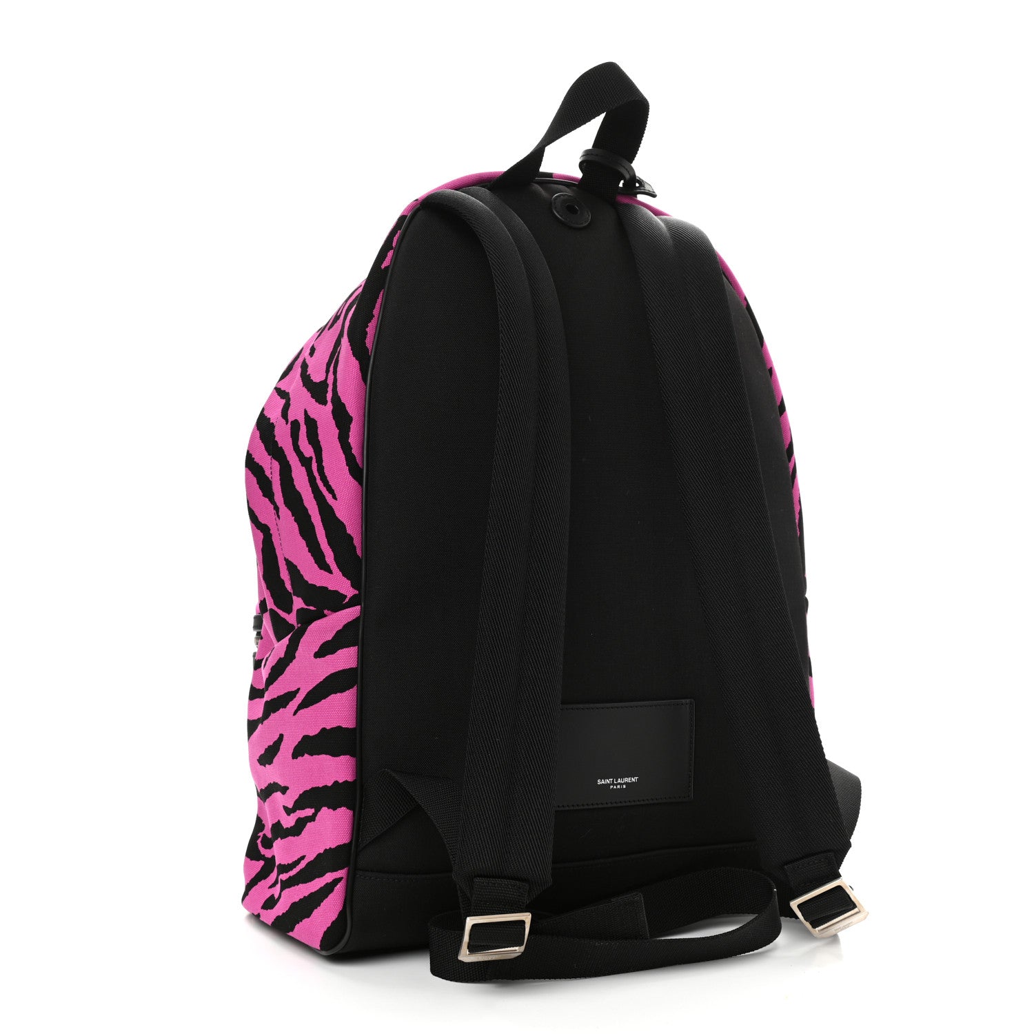 Saint Laurent Canvas Zebra Print City Backpack Pink Black 3 of 10