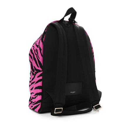 Saint Laurent Canvas Zebra Print City Backpack Pink Black 3 of 10