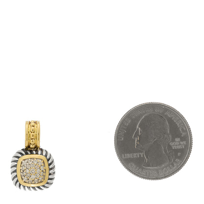 David Yurman Sterling Silver 18K Yellow Gold Diamond Pave 8mm Albion Pendant 2 of 4