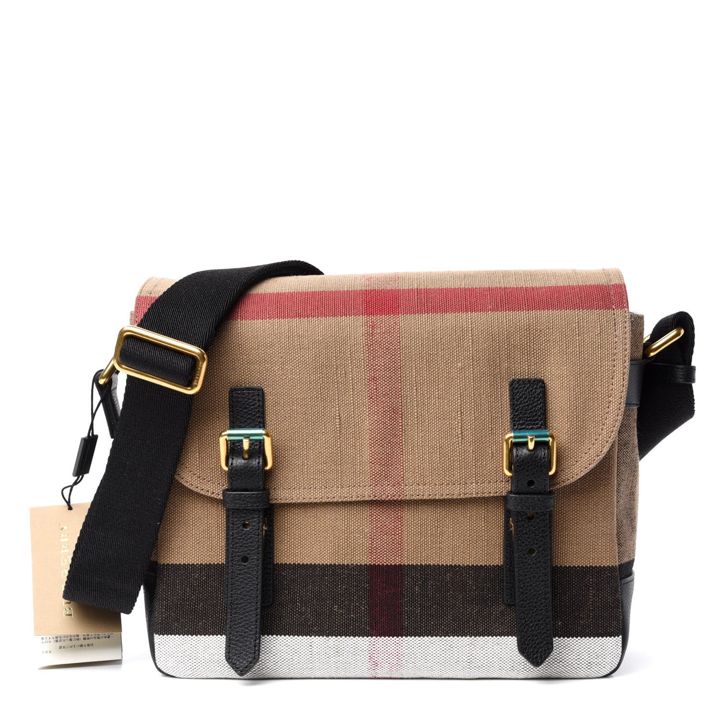 Canvas Mega Check Large Baildon Messenger Bag Black