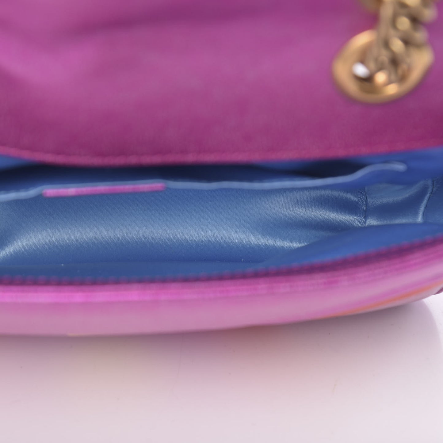 Metallic Calfskin Matelasse Mini GG Marmont Shoulder Bag Fuchsia
