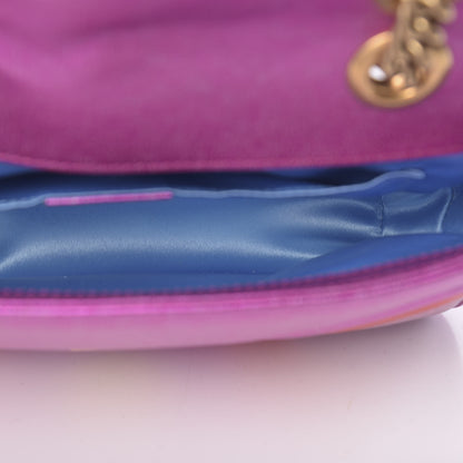 Gucci Metallic Calfskin Matelasse Mini GG Marmont Shoulder Bag Fuchsia 5 of 10