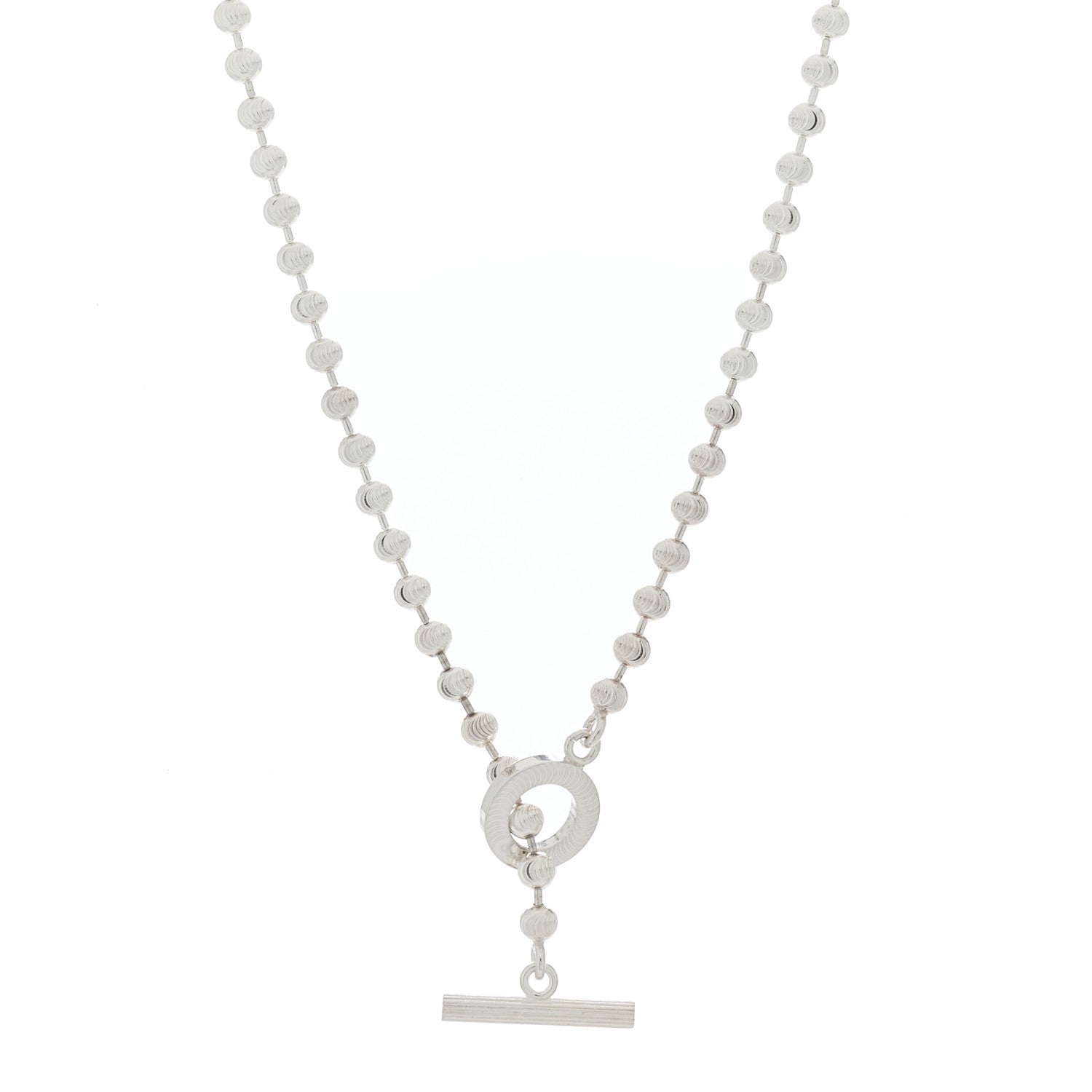 Gucci Sterling Silver Bead Toggle Necklace 1 of 5