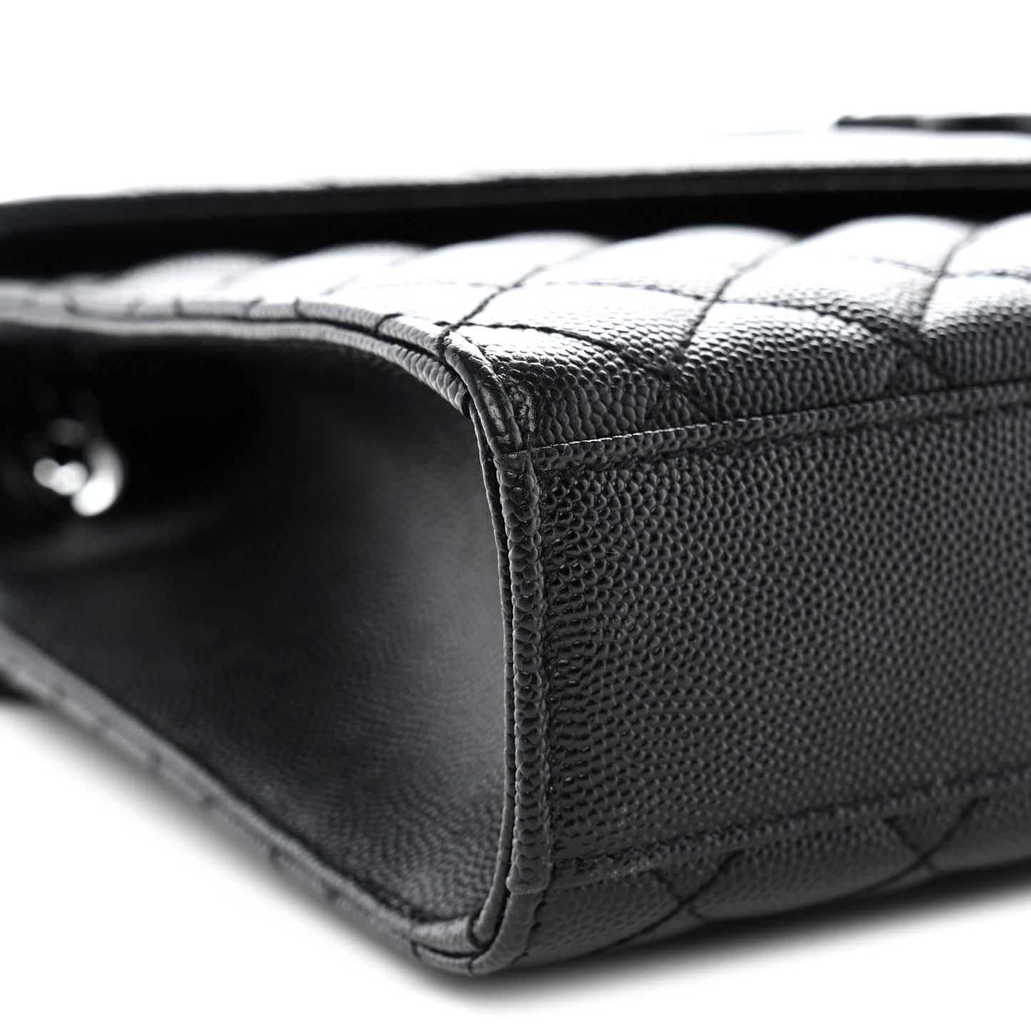 Grain De Poudre Textured Mixed Matelasse Triquilt Medium Monogram Monochrome Satchel Black