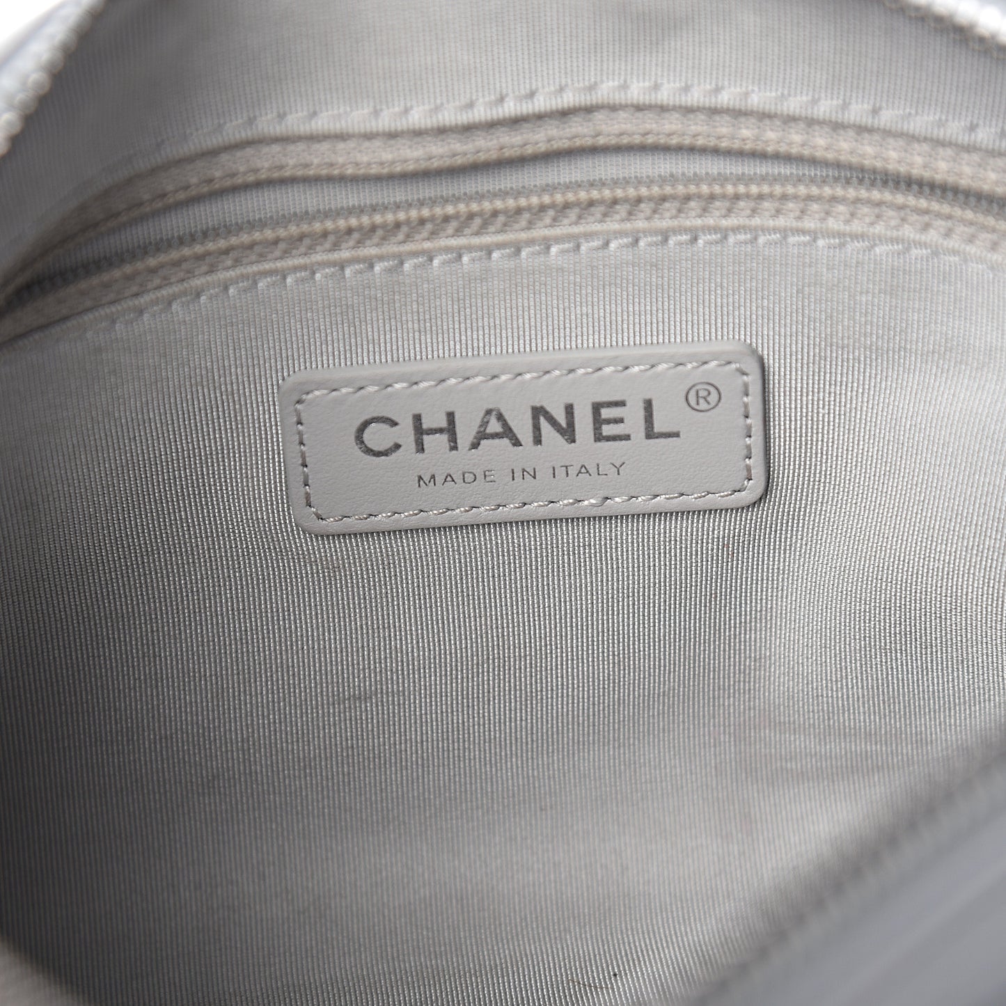 Calfskin Chain 20s Signature Bowling Bag Light Gray