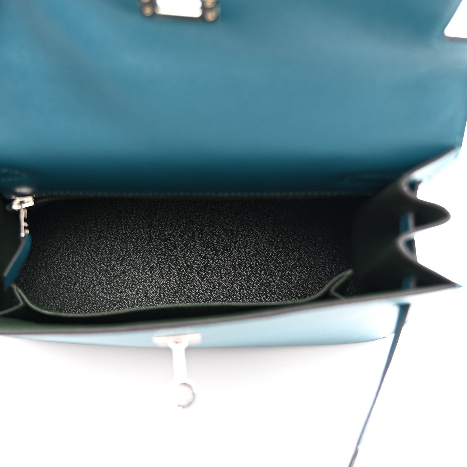 Hermes Madame Calfskin Verso Kelly Sellier 25 Vert Bosphore Vert