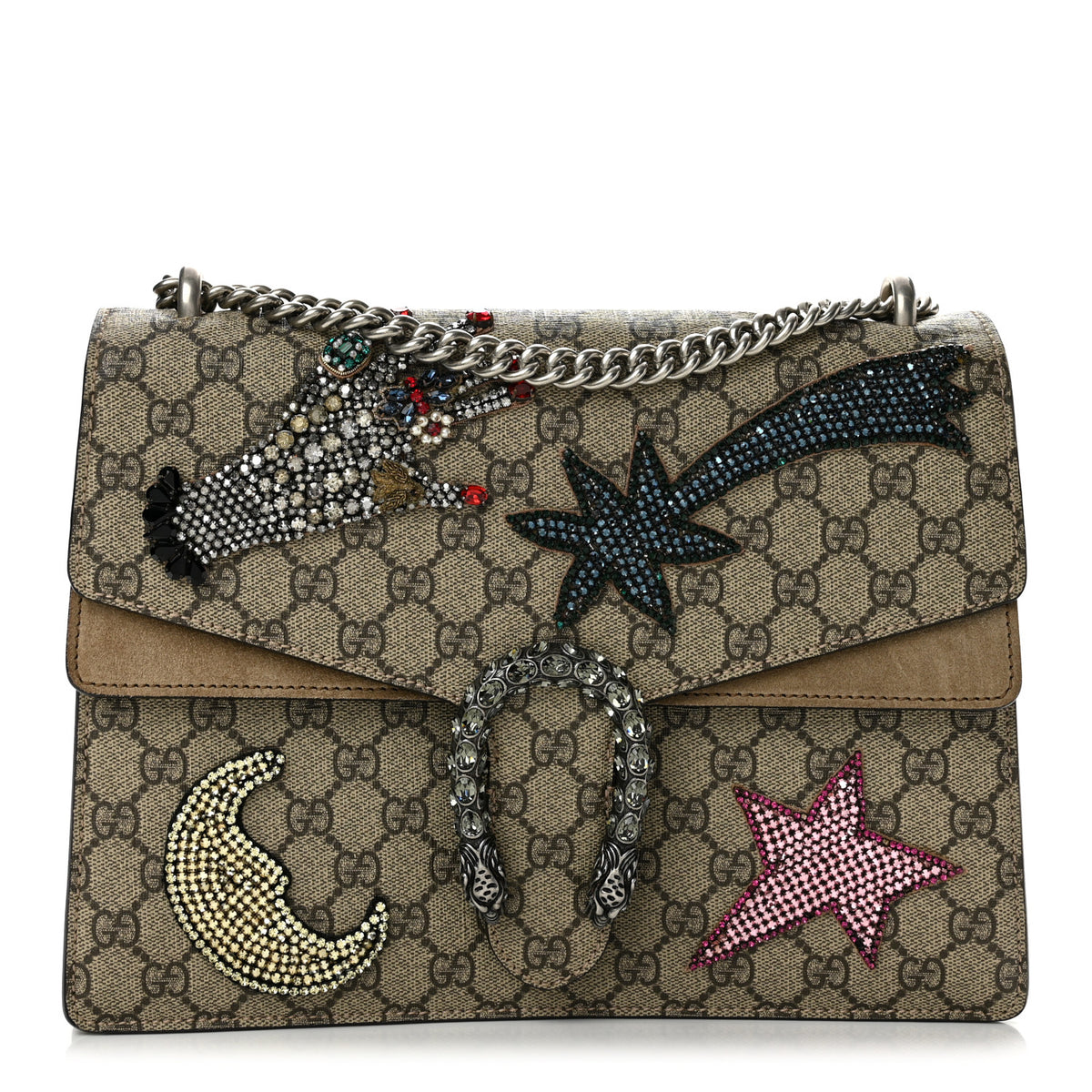 Gucci GG Supreme Monogram Shooting Star Embroidered Medium Dionysus Shoulder Bag Beige 1 of 11