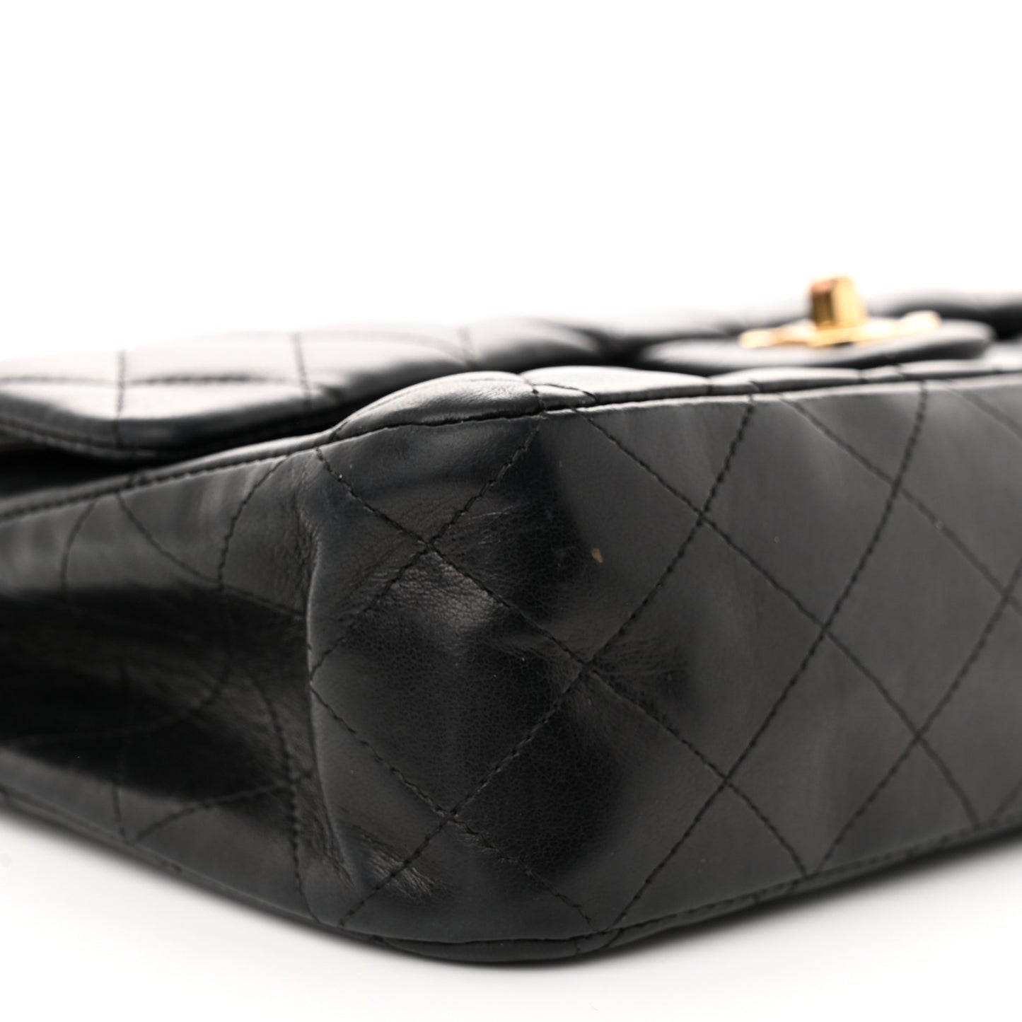 Lambskin Quilted Medium Double Flap Black