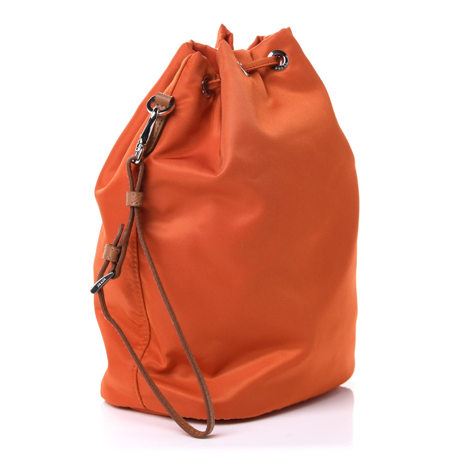 Prada Saffiano Tessuto Nylon Bucket Wristlet Orange 3 of 10
