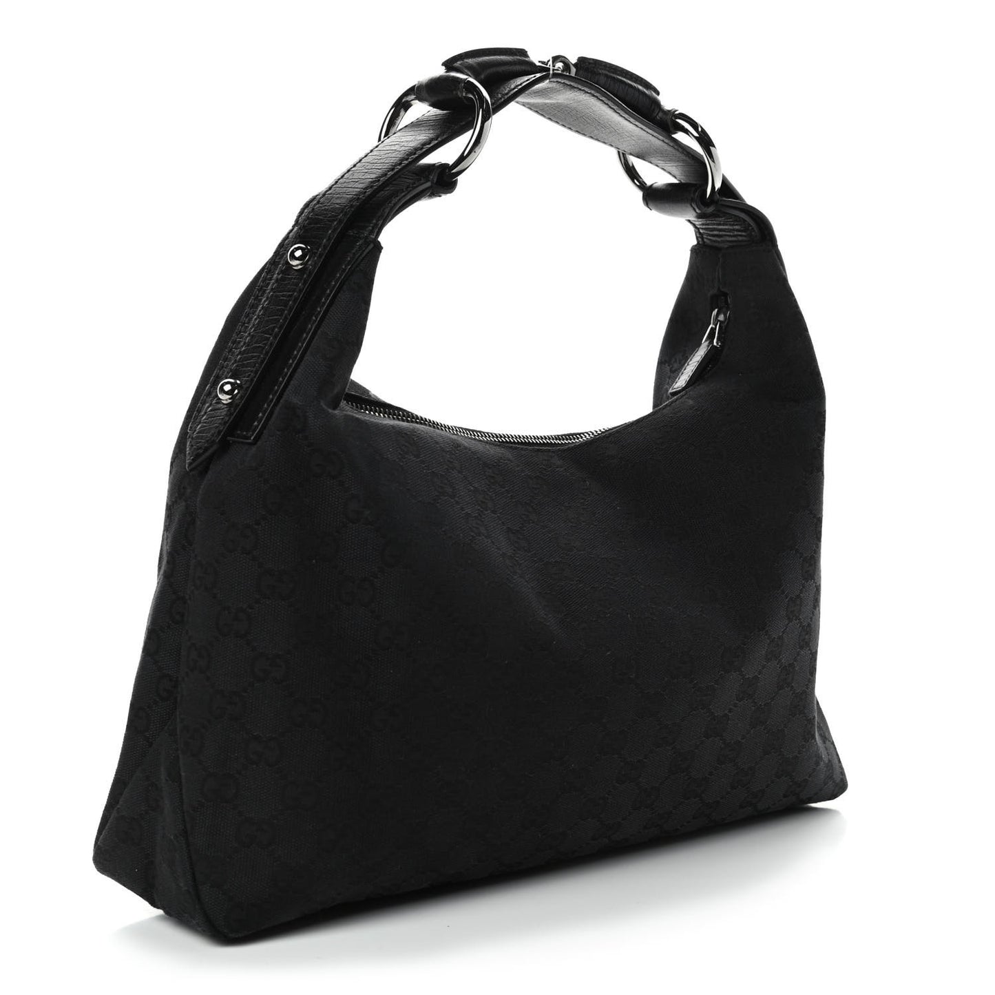Monogram Medium Horsebit Chain Hobo Black