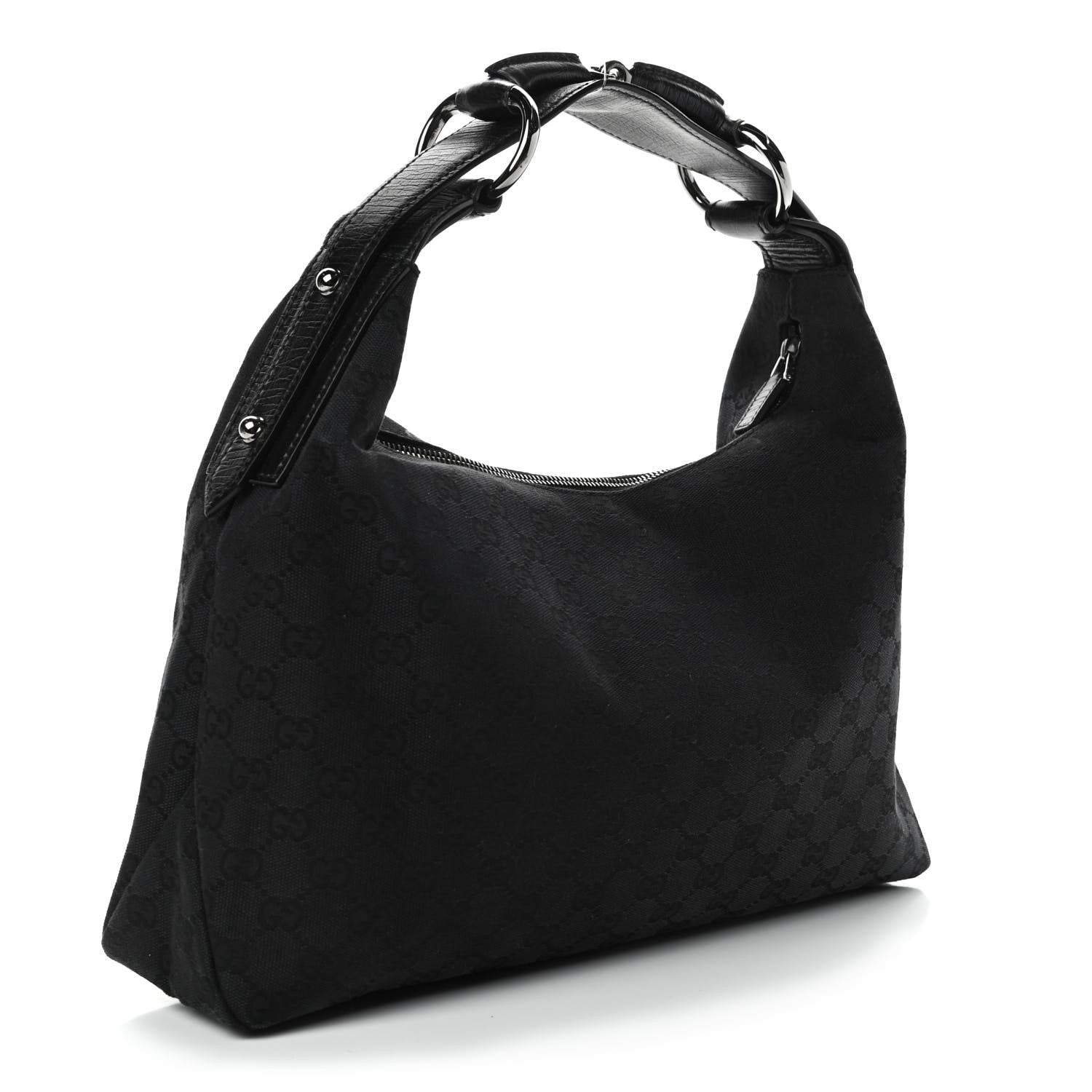 Gucci Monogram Medium Horsebit Chain Hobo Black 2 of 5