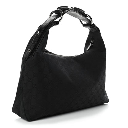 Gucci Monogram Medium Horsebit Chain Hobo Black 2 of 5