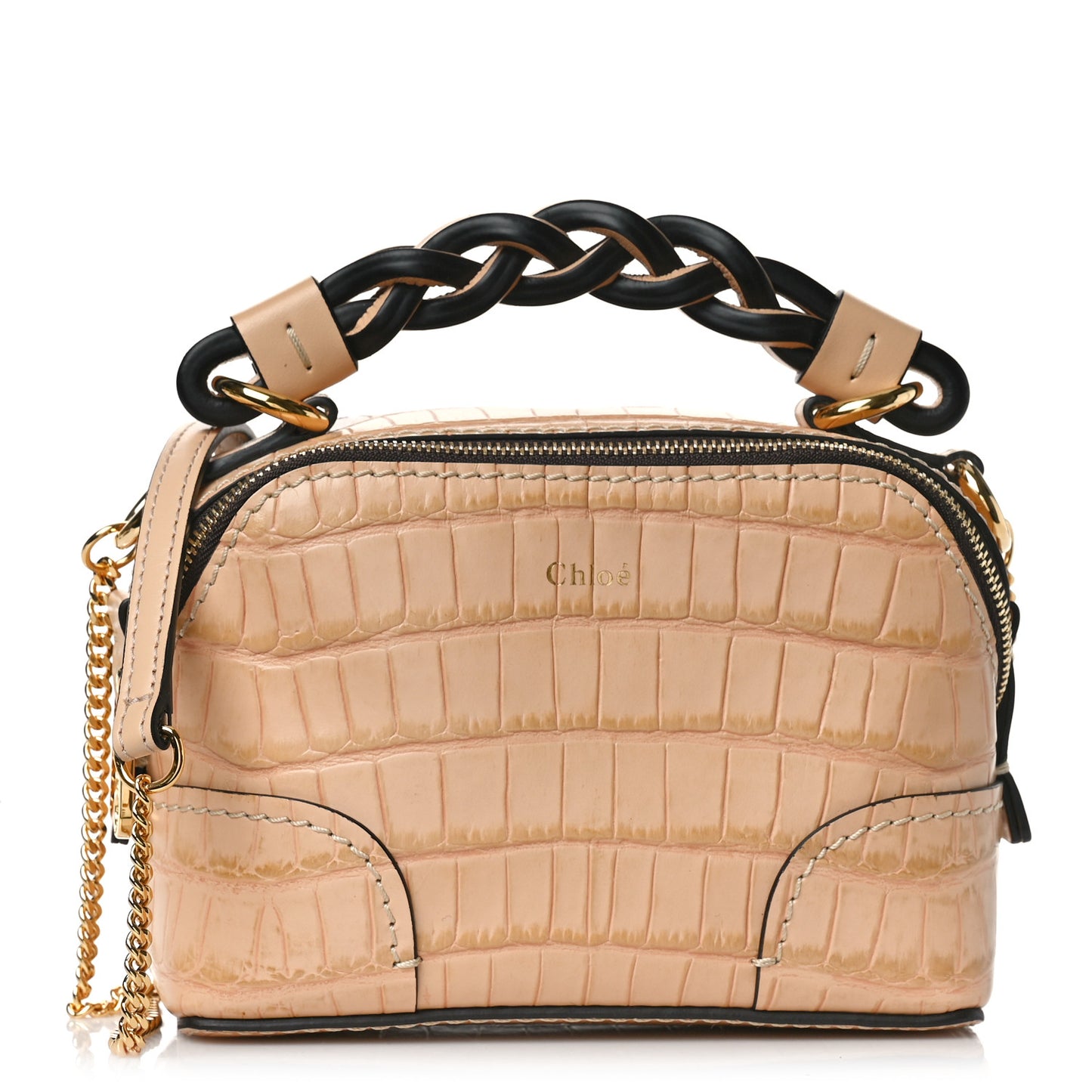 Calfskin Crocodile Embossed Mini Daria Sandy Beige