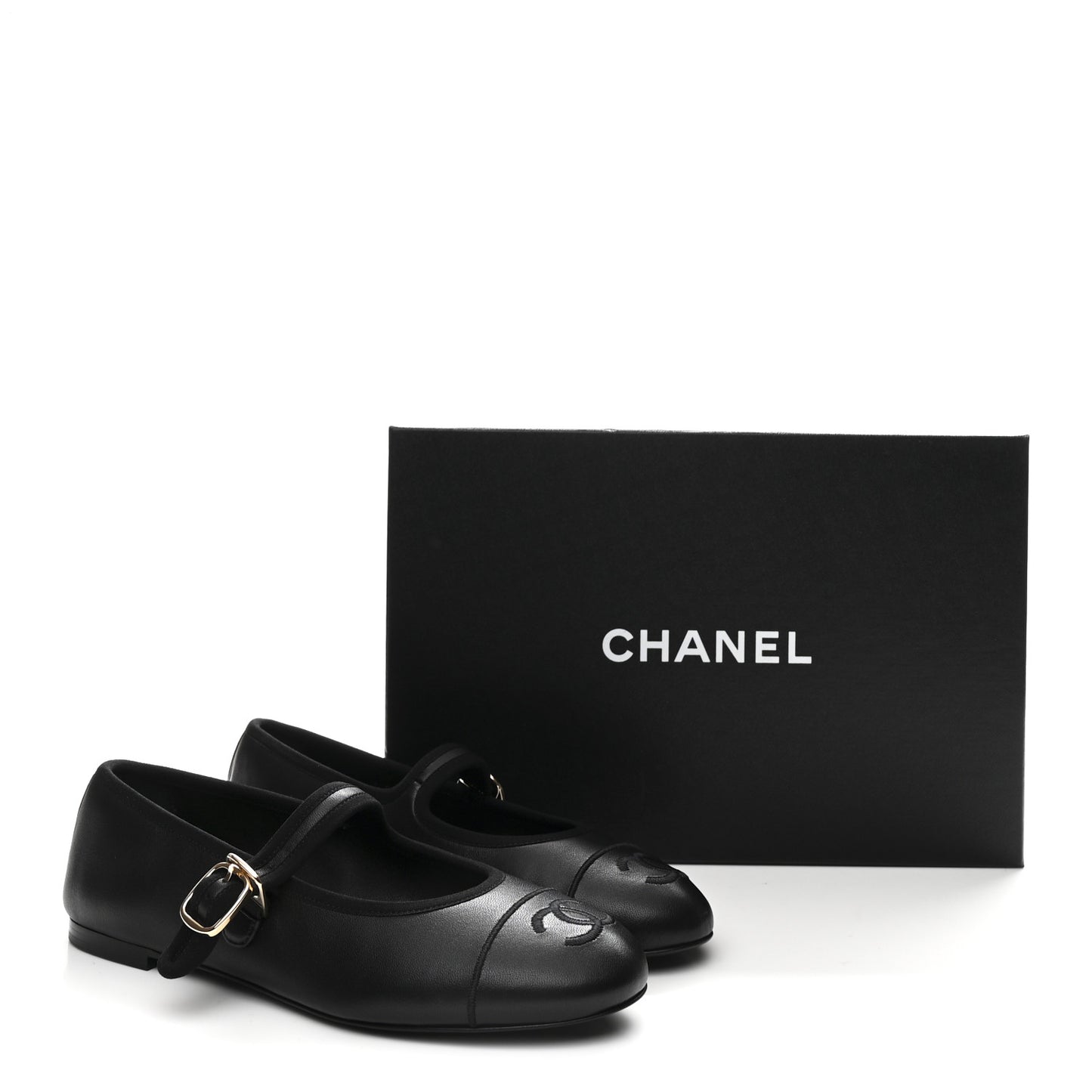 Lambskin Mary Jane Flats 37 Black