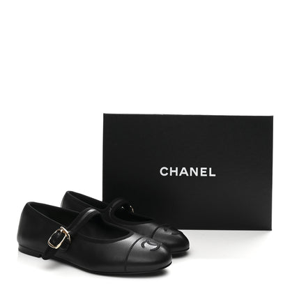 Chanel Lambskin Mary Jane Flats 37 Black 10 of 10