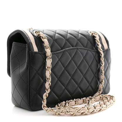 Chanel Lambskin Quilted Bicolor Flap Black Beige 3 of 11