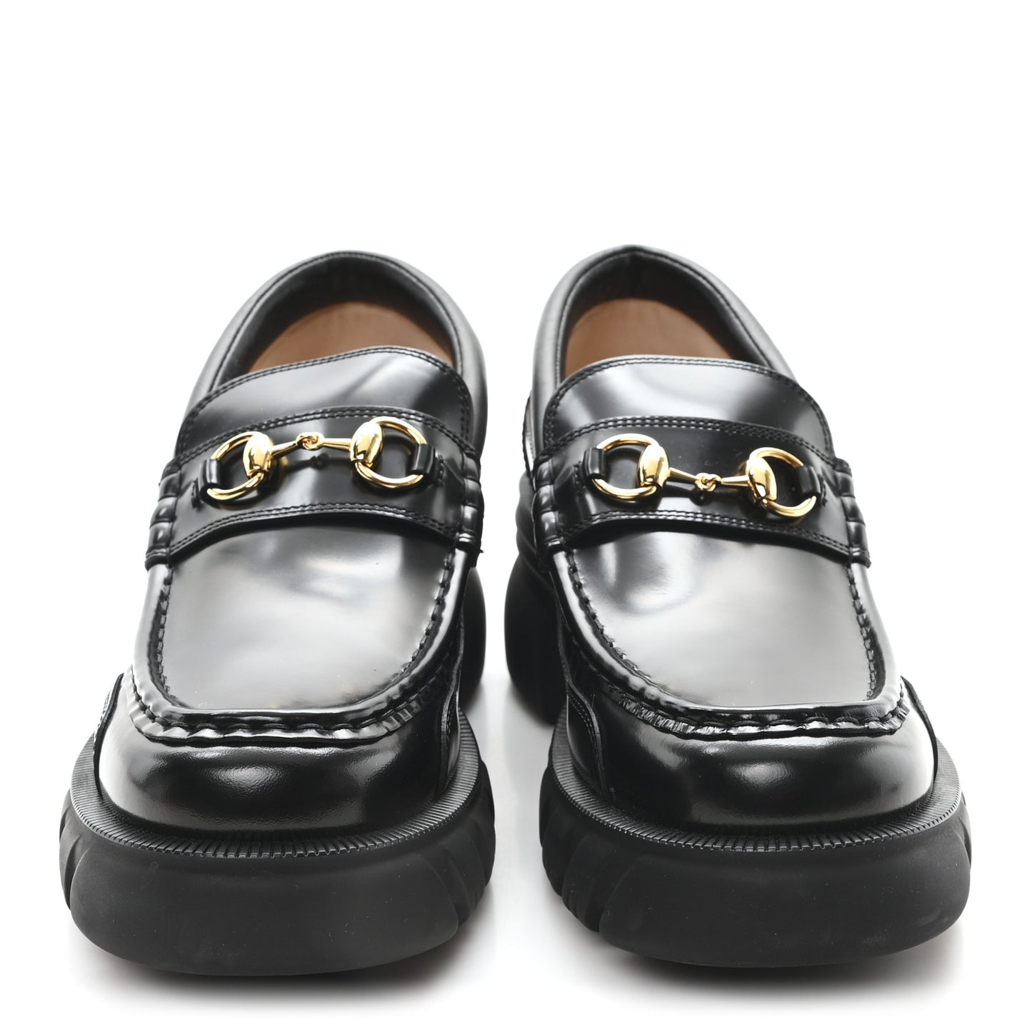 Magnum Calfskin Nappa Samoa Womens Horsebit Platform Chunky Lug Sole 40mm Loafers 41 Black