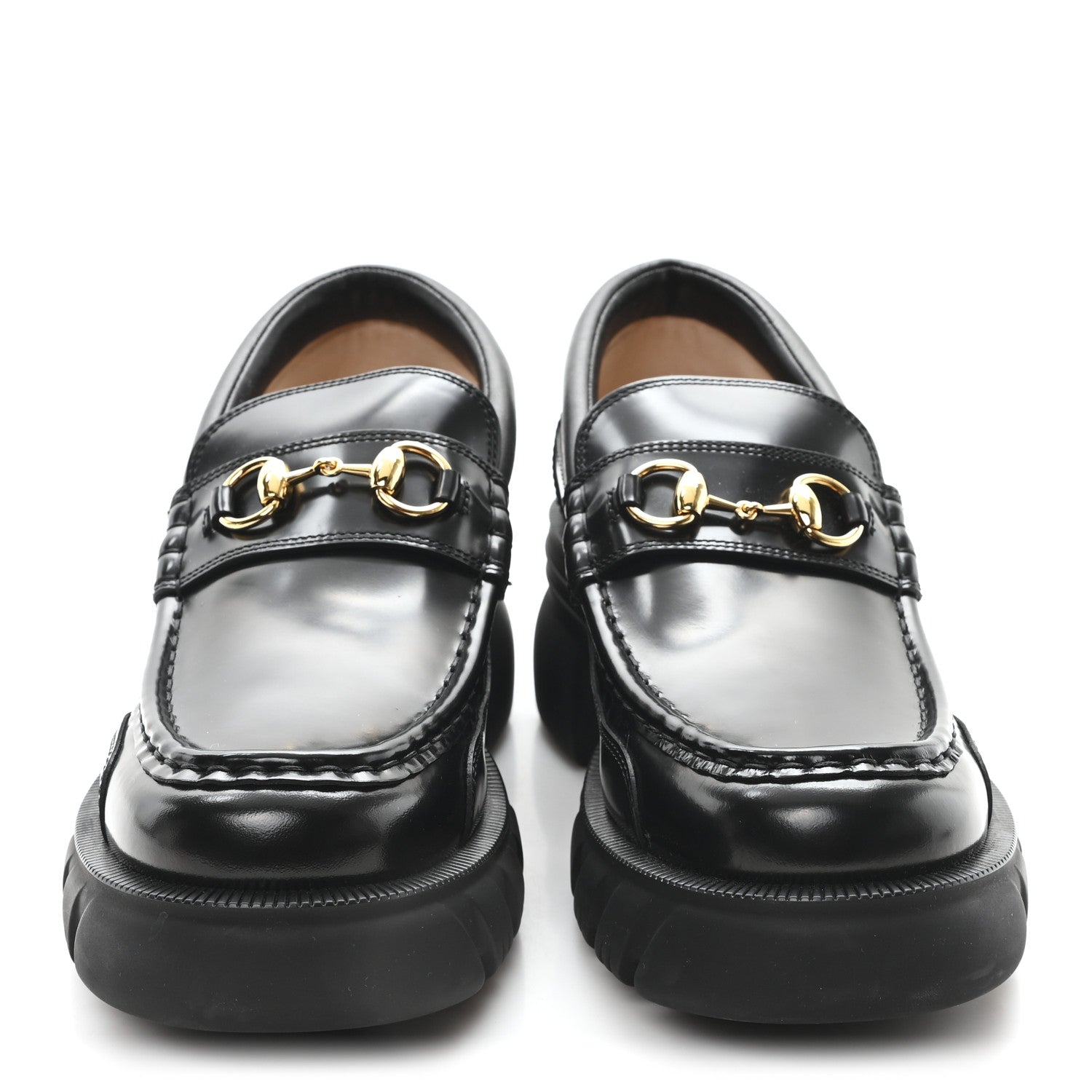 Gucci Magnum Calfskin Nappa Samoa Womens Horsebit Platform Chunky Lug Sole 40mm Loafers 41 Black 3 of 9