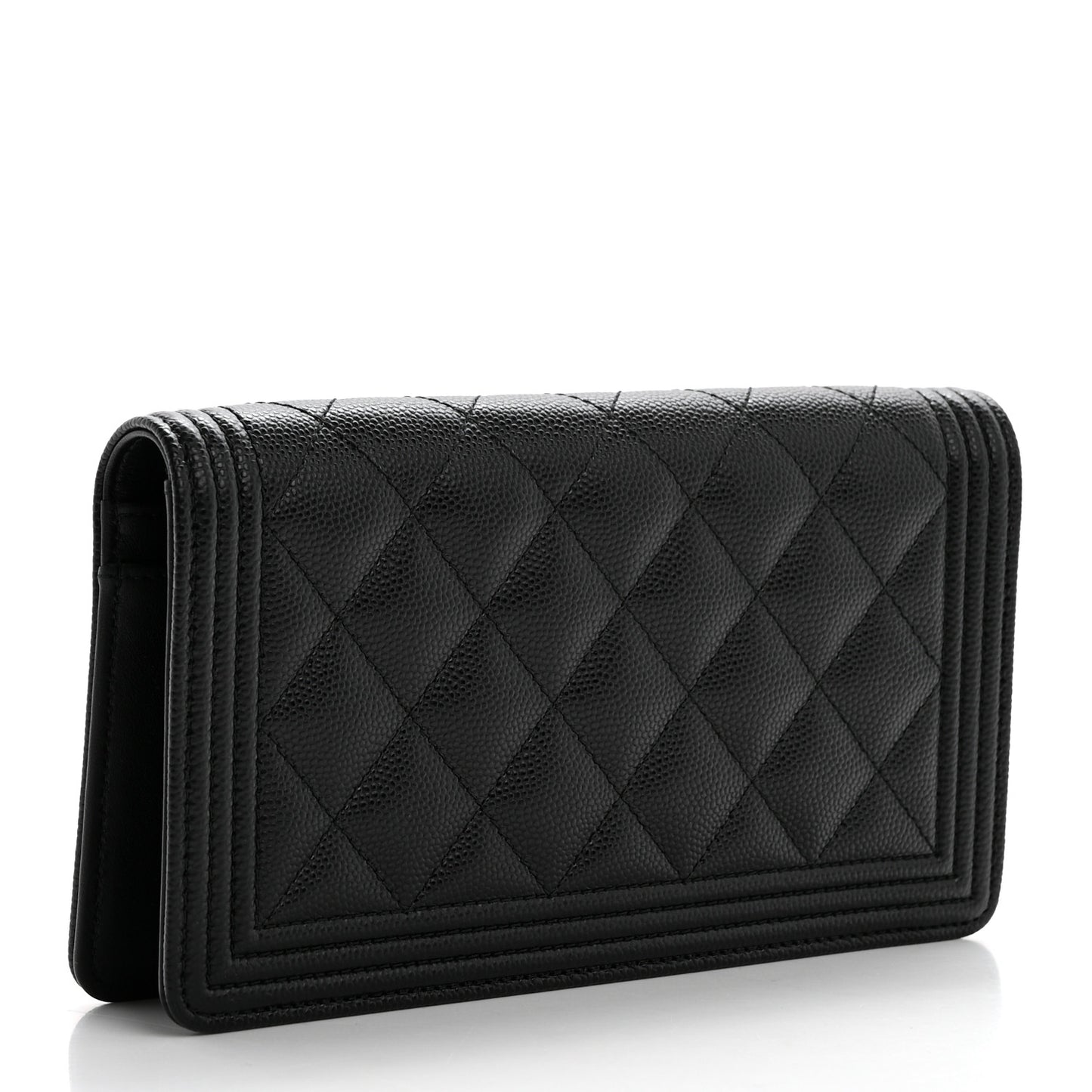 Caviar Quilted Boy Yen Wallet Black