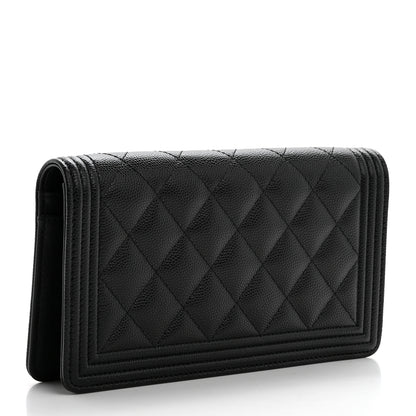 Chanel Caviar Quilted Boy Yen Wallet Black 3 of 10