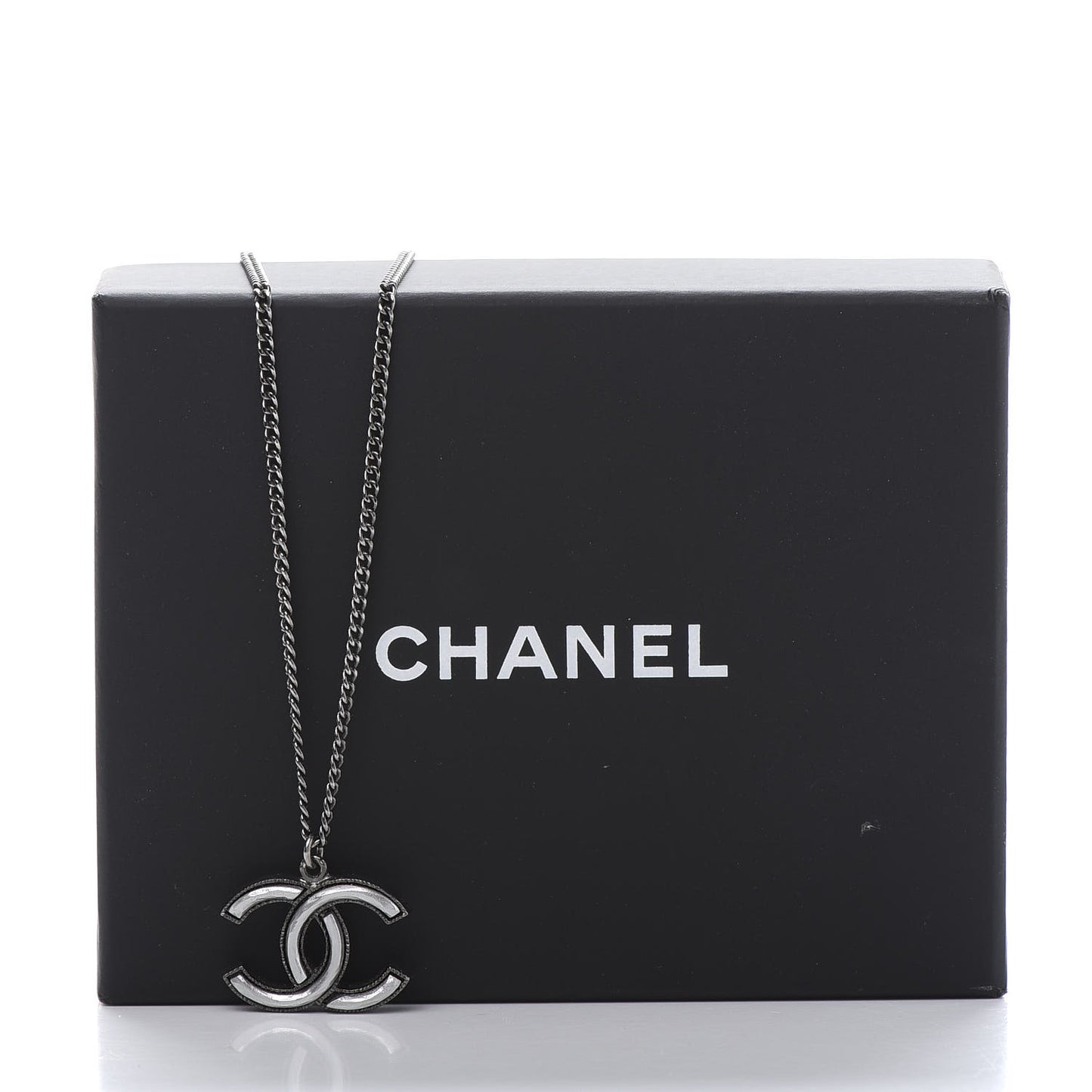 Ruthenium Enamel CC Necklace Silver