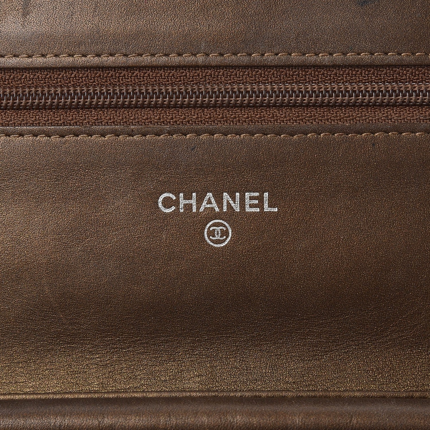 Chanel Metallic Caviar Timeless CC Wallet on Chain WOC Bronze 6 of 15