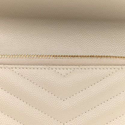 Saint Laurent Grain De Poudre Matelasse Chevron Monogram Envelope Chain Wallet Blanc Vintage 13 of 15