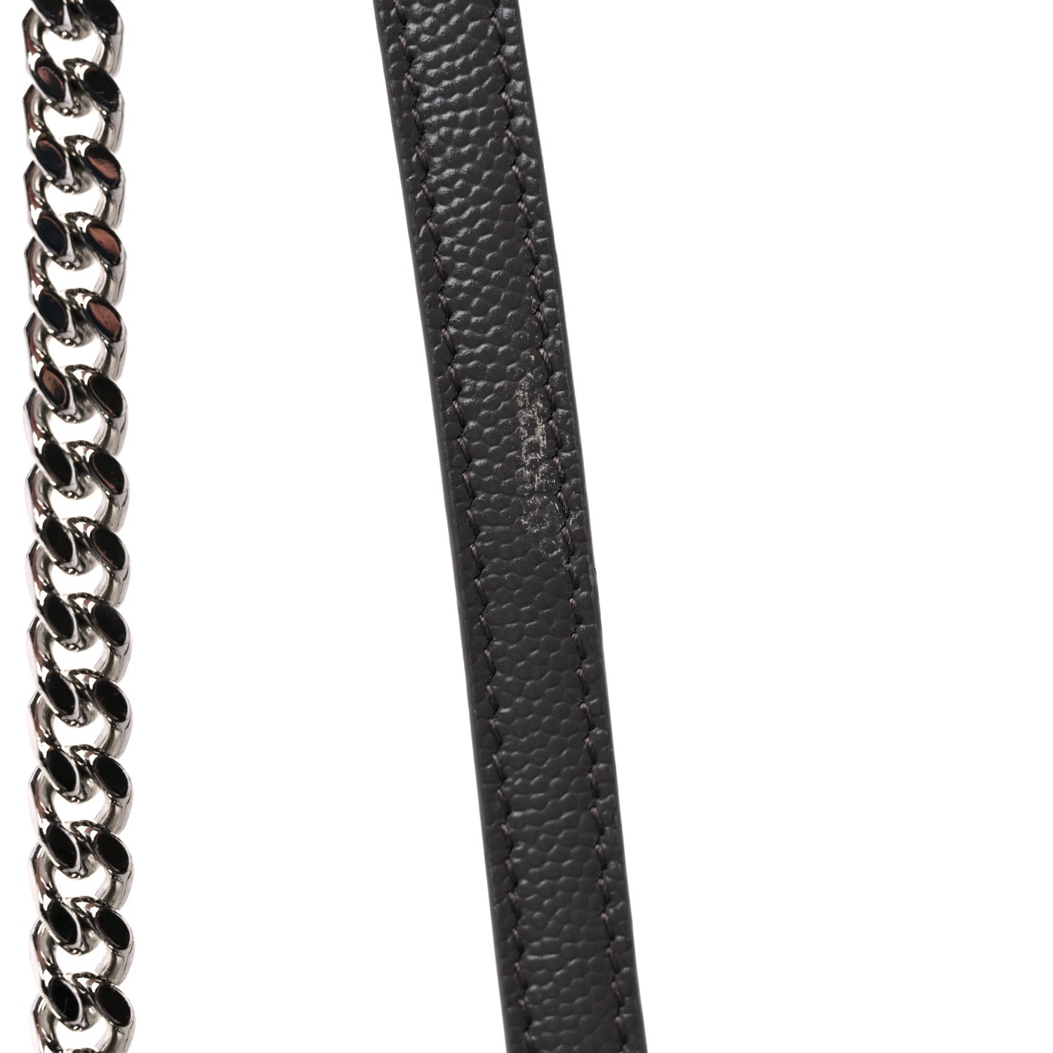 Saint Laurent Grain De Poudre Matelasse Chevron Monogram Envelope Chain Wallet Gray 13 of 13
