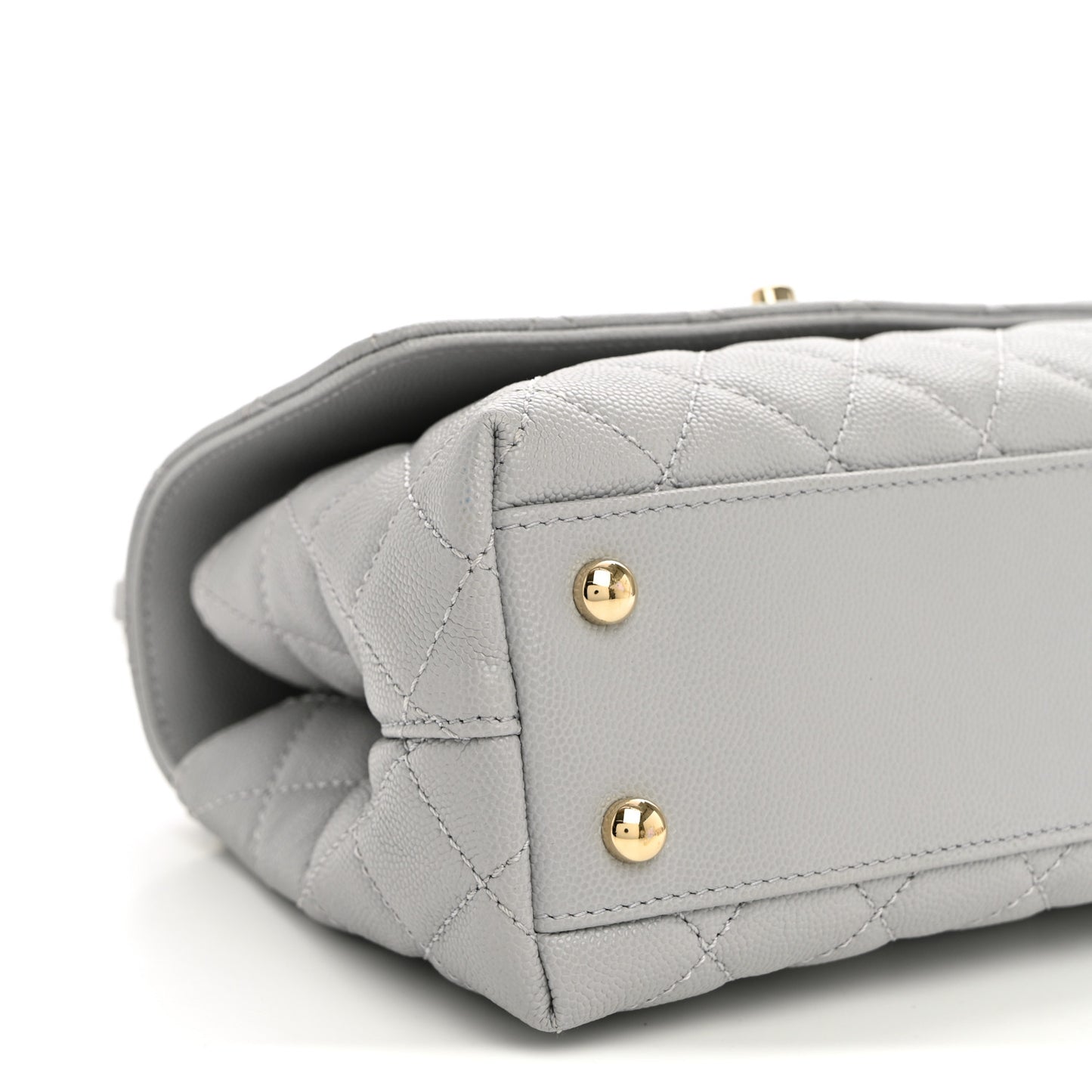 Caviar Quilted Mini Coco Handle Flap Light Grey