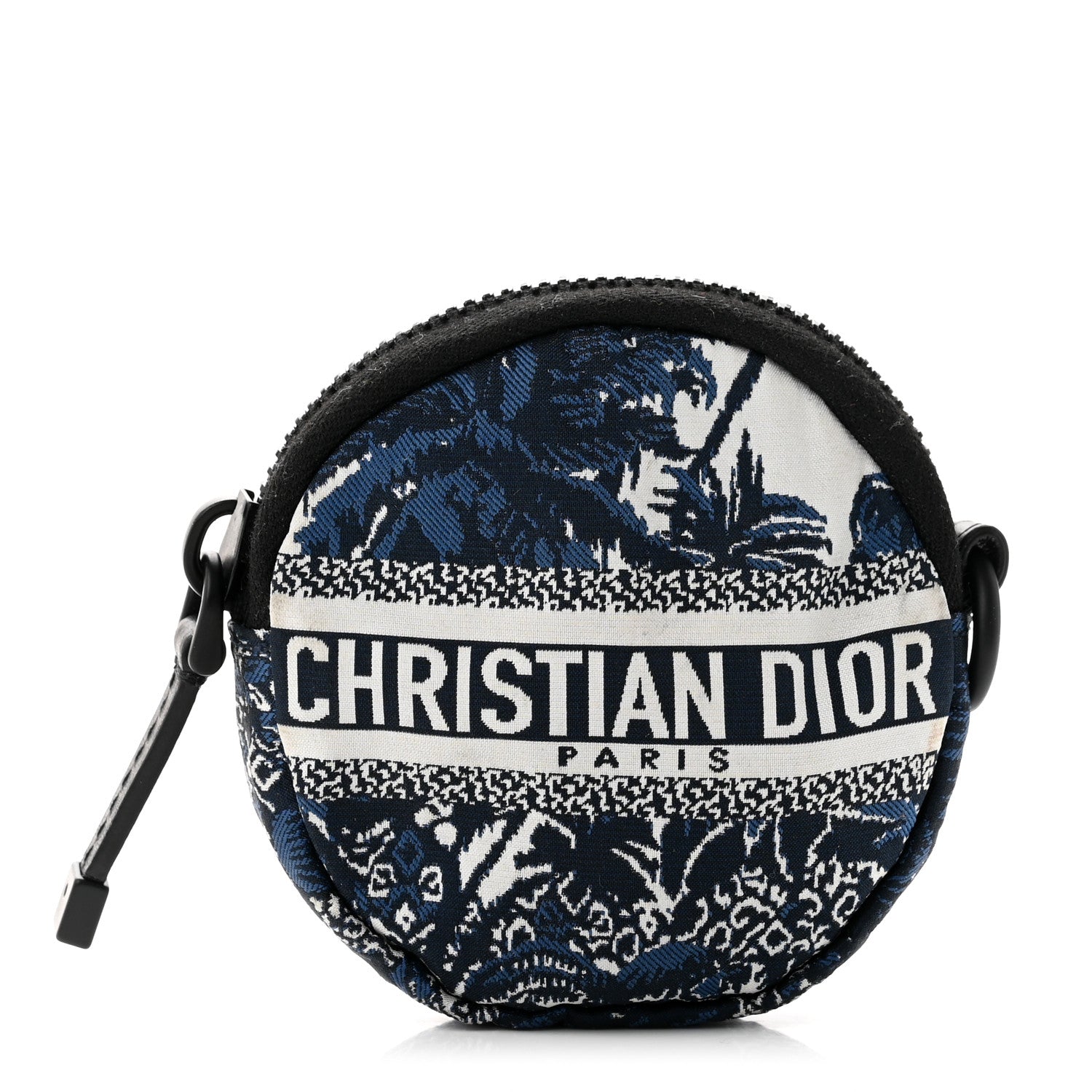 Christian Dior Technical Fabric Embroidered Toile De Jouy DiorTravel Round Coin Purse Blue 1 of 6