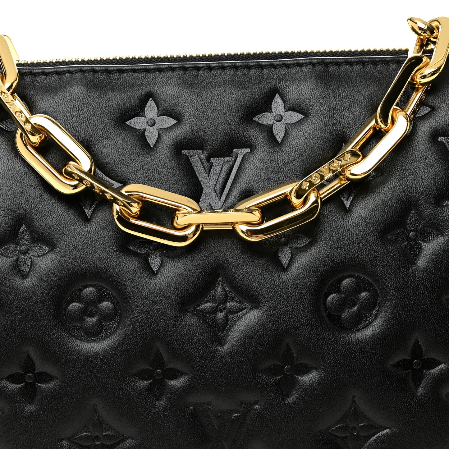 Lambskin Embossed Monogram Coussin PM Black