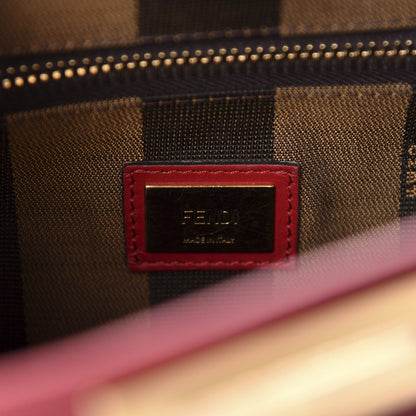 Fendi Vitello Morgan Fabric Jacquard Pequin Medium Peekaboo Iconic Satchel Mattone Tobacco Black 12 of 13