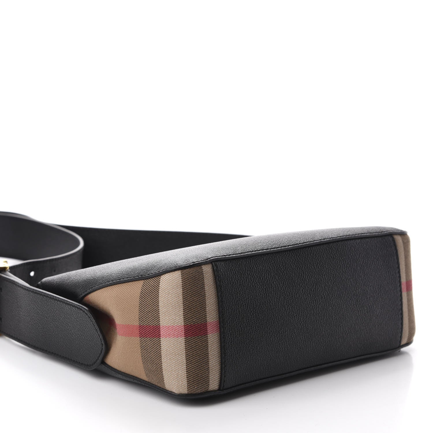 Burberry Soft Grain Calfskin House Check Small Helmsley Crossbody Black 4 of 10