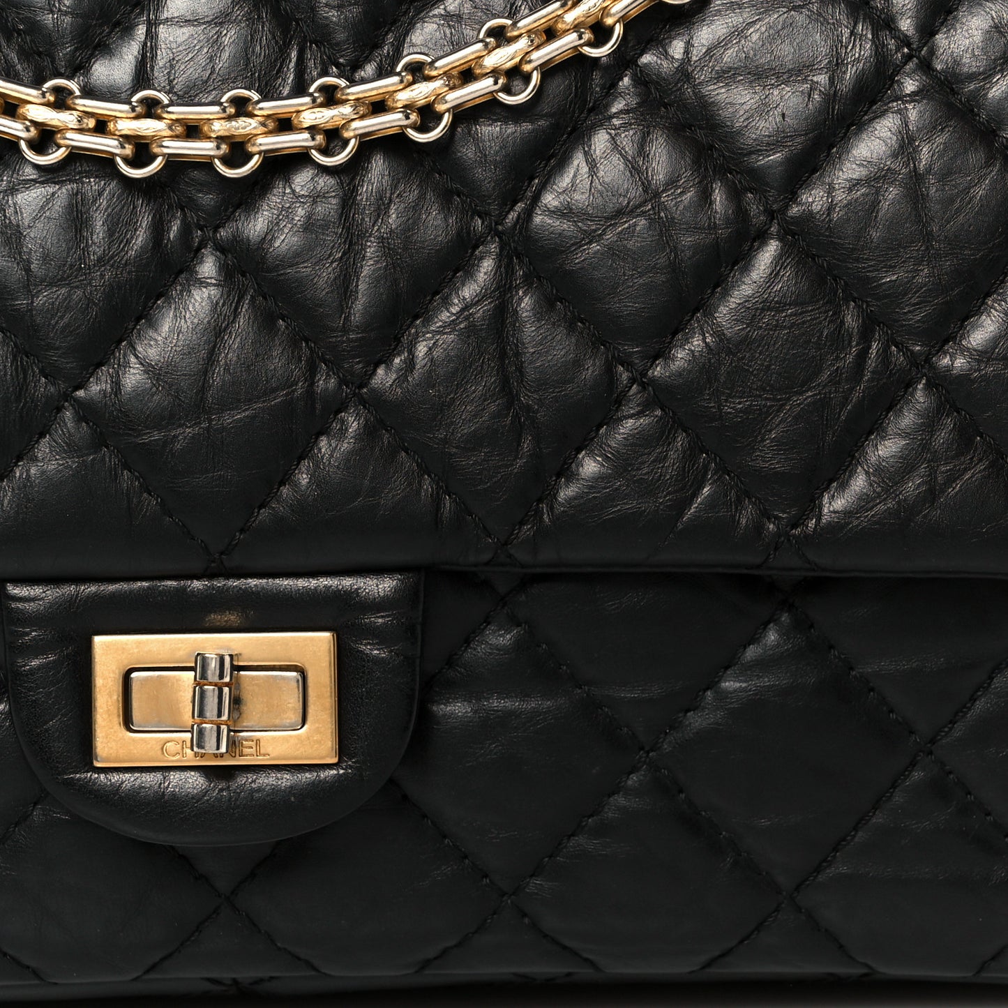 Aged Calfskin Quilted 2.55 Reissue 226 Flap Black