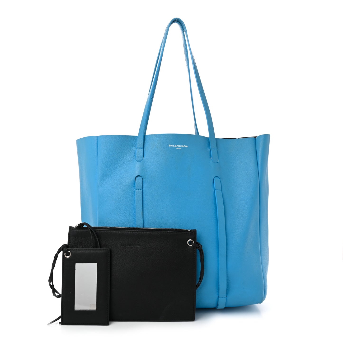 Veau Baltimore Double Sided Small Everyday Tote Bleu Turquoise Black